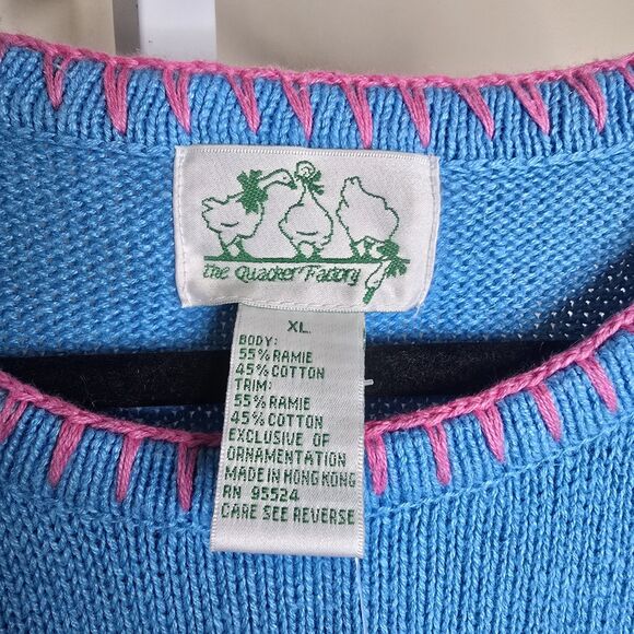 The Quacker Factory Beach Scene Knit Short Sleeve Tunic Top Beaded Size XL - Picture 6 of 12